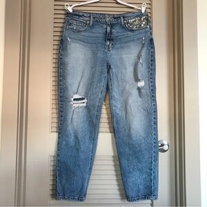 Edgely Blue Boyfriend Jeans Distressed Relaxed Fit Plus Size 16